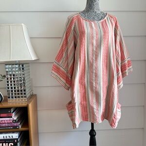 Stark X cotton Striped Shift Dress Resort Beach Cover Up size L